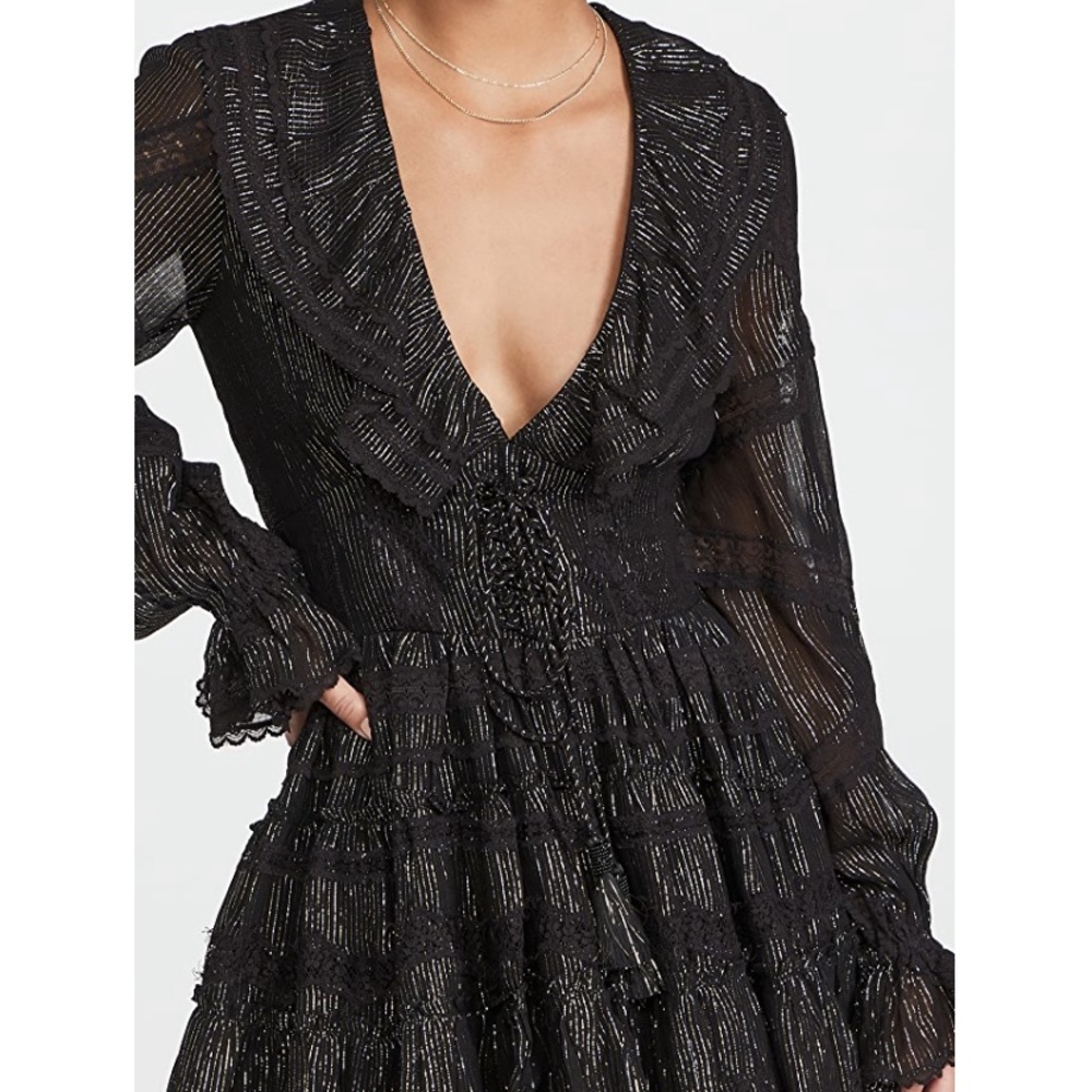 Rococo Sand black and gold long sleeve mini dress
